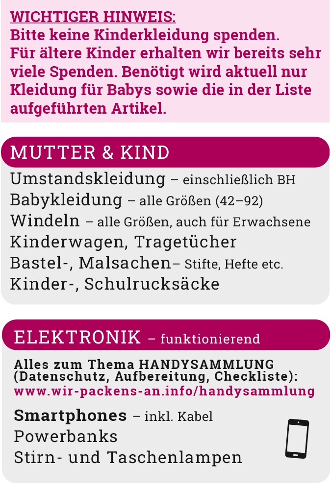 Wir packen's an Bedarflisten 2026