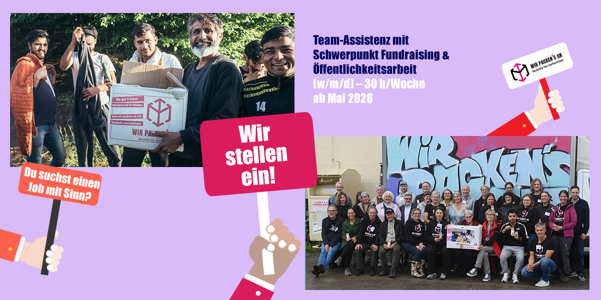 Wir suchen ab Mai 2026 für unsere Geschäftsstelle eine Team-Assistenz mit Schwerpunkt Fundraising + Öffentlichkeitsarbeit.